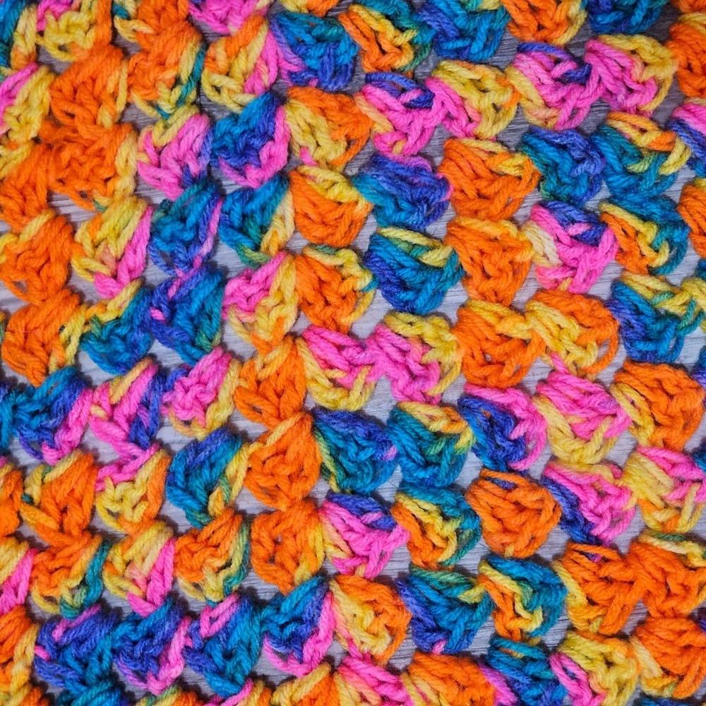 Handmade Crochet Triangle Top or skirt Multi Color Variegated Granny scarf wrap